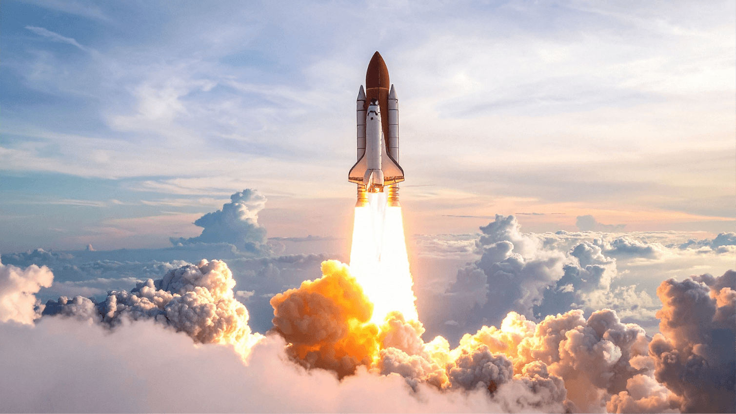 Rocket launching into the sky