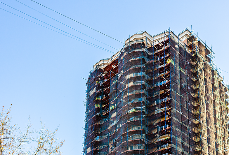 Commercial building being converted into residential units