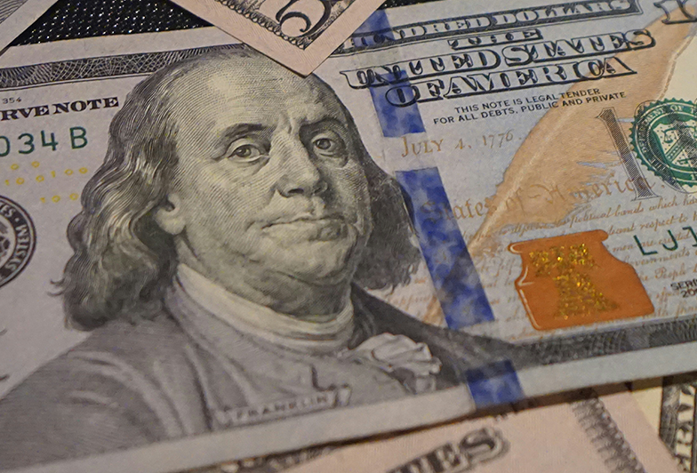 USD currency close up